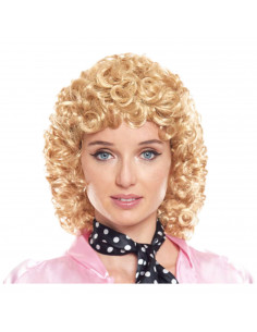 Tradineur - Peluca de Sandy para mujer, fibra sintética, complemento para disfraz de carnaval, Halloween, cosplay, fiestas (Adul