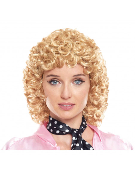 Tradineur - Peluca de Sandy para mujer, fibra sintética, complemento para disfraz de carnaval, Halloween, cosplay, fiestas (Adul Tradineur - Peluca de Sandy para mujer, fibra sintética, complemento para disfraz de carnaval, Halloween, cosplay, fiestas (Adul