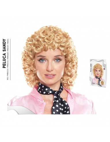Tradineur - Peluca de Sandy para mujer, fibra sintética, complemento para disfraz de carnaval, Halloween, cosplay, fiestas (Adul
