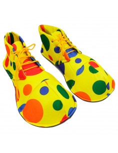 Tradineur - Zapatos amarillos de payaso para adulto con círculos de colores, accesorios, disfraz, carnaval, Halloween, cosplay,