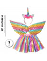 Tradineur - Disfraz infantil de Unicornio, 3 piezas, poliéster, incluye falda, alas y diadema, carnaval, Halloween, cosplay (Niñ