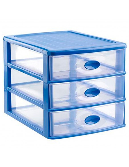Tradineur - Cajonera de sobremesa de plástico Loira, 3 cajones transparentes, torre almacenaje multiusos, oficina, baño, fabrica Tradineur - Cajonera de sobremesa de plástico Loira, 3 cajones transparentes, torre almacenaje multiusos, oficina, baño, fabrica