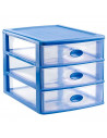 Tradineur - Cajonera de sobremesa de plástico Loira, 3 cajones transparentes, torre almacenaje multiusos, oficina, baño, fabrica
