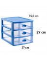 Tradineur - Cajonera de sobremesa de plástico Loira, 3 cajones transparentes, torre almacenaje multiusos, oficina, baño, fabrica