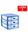 Tradineur - Cajonera de sobremesa de plástico Loira, 3 cajones transparentes, torre almacenaje multiusos, oficina, baño, fabrica
