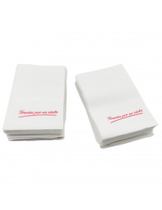 Tradineur - Pack de 4 paquetes de 120 servilletas de papel Mini Service, 1 capa, Gracias por su visita, biodegradables, reciclab