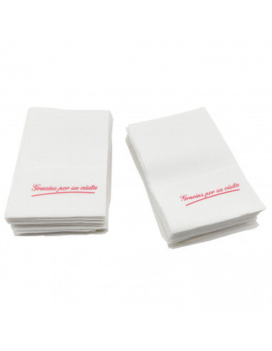 Tradineur - Pack de 4 paquetes de 120 servilletas de papel Mini Service, 1 capa, Gracias por su visita, biodegradables, reciclab