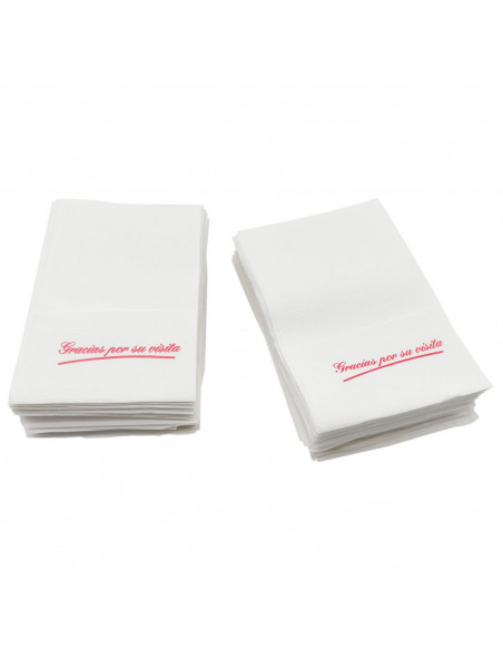 Tradineur - Pack de 4 paquetes de 120 servilletas de papel Mini Service, 1 capa, Gracias por su visita, biodegradables, reciclab