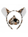 Tradineur - Set de leopardo, 4 piezas, poliéster, incluye diadema, nariz, pajarita y cola, accesorios para disfraces, carnaval,