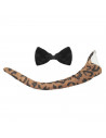 Tradineur - Set de leopardo, 4 piezas, poliéster, incluye diadema, nariz, pajarita y cola, accesorios para disfraces, carnaval,