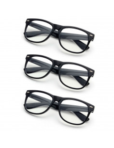 Tradineur - Pack de 3 gafas de oficinista para carnaval, plástico, complemento para disfraz, Halloween, cosplay, fiestas (Adulto