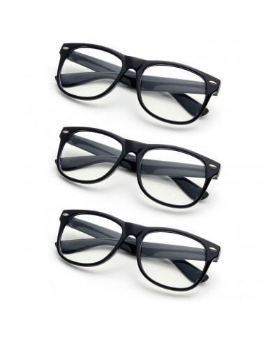 Tradineur - Pack de 3 gafas de oficinista para carnaval, plástico, complemento para disfraz, Halloween, cosplay, fiestas (Adulto