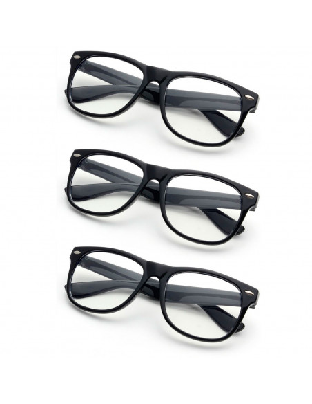 Tradineur - Pack de 3 gafas de oficinista para carnaval, plástico, complemento para disfraz, Halloween, cosplay, fiestas (Adulto