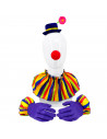 Tradineur - Set de payaso, 5 piezas, poliéster, incluye mini sombrero, nariz, collarín y guantes, accesorios para disfraces, cir