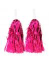 Tradineur - Pompones de animadora, incluyen mangos de plástico, accesorios para disfraces, carnaval, Halloween, cosplay (Fucsia
