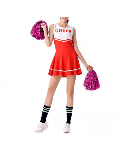 Tradineur - Pompones de animadora, incluyen mangos de plástico, accesorios para disfraces, carnaval, Halloween, cosplay (Fucsia