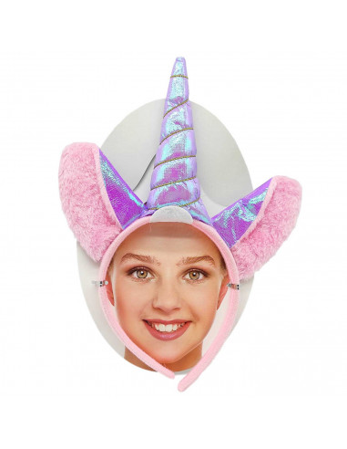Tradineur - Pack de 3 diademas de unicornio lila, poliéster, complementos para disfraces, carnaval, Halloween, cosplay, fiestas