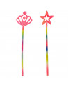 Tradineur - Pack de 2 varitas de colores, plástico, complementos para disfraces de hada, carnaval, Halloween, cosplay, fiestas (