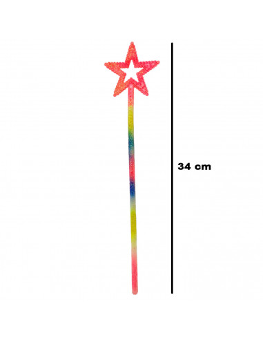 Tradineur - Pack de 2 varitas de colores, plástico, complementos para disfraces de hada, carnaval, Halloween, cosplay, fiestas (