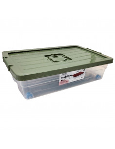 Tradineur - Caja de Almacenamiento con ruedas y tapa de colores - Plástico - Contenedor para almacenar juguetes, libros, ropa, m
