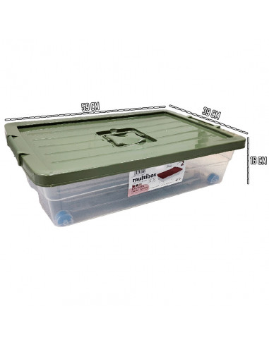 Tradineur - Caja de Almacenamiento con ruedas y tapa de colores - Plástico - Contenedor para almacenar juguetes, libros, ropa, m