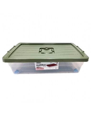 Tradineur - Caja de Almacenamiento con ruedas y tapa de colores - Plástico - Contenedor para almacenar juguetes, libros, ropa, m