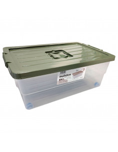 Tradineur - Caja de Almacenamiento con ruedas y tapa de colores -  Plástico - Contenedor para almacenar juguetes, libros, ropa,
