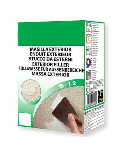 Tradineur - Masilla para exterior en polvo B-12, retapados de grietas, albañilería, reparación de fachadas, fabricado en España