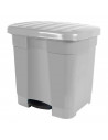 Tradineur - Cubo de basura con pedal y 2 compartimentos, plástico, contenedor basura, papelera con 2 cubos interiores, fabricado