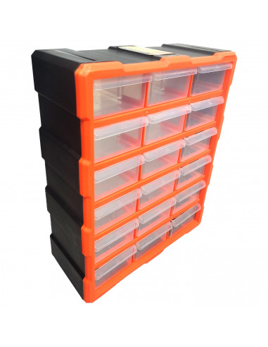 Tradineur - Multiclasificador Modular con compartimento Doble N.º 41 - Fabricado en Plástico - 18 Compartimentos - Almacenamient