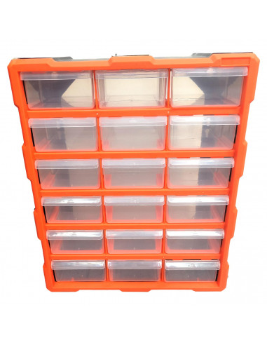 Tradineur - Multiclasificador Modular con compartimento Doble N.º 41 - Fabricado en Plástico - 18 Compartimentos - Almacenamient