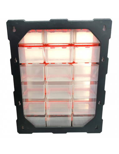 Tradineur - Multiclasificador Modular con compartimento Doble N.º 41 - Fabricado en Plástico - 18 Compartimentos - Almacenamient
