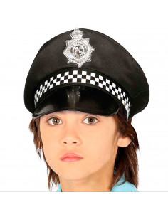 Tradineur - Gorra de policía infantil, poliéster, sombrero de niño, gorro para disfraces, accesorio de carnaval, Halloween, cosp