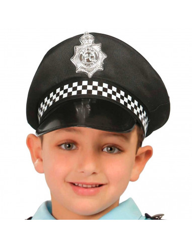 Tradineur - Gorra de policía infantil, poliéster, sombrero de niño, gorro para disfraces, accesorio de carnaval, Halloween, cosp