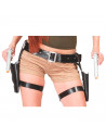 Tradineur - Cartuchera doble con pistolas para adulto, plástico y poliéster, accesorio para disfraces, carnaval, Halloween, cosp