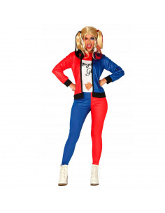 Tradineur - Disfraz de dangerous girl para adulto, Harley Quinn, 100% poliéster, incluye chaqueta con camiseta y pantalón, atuen