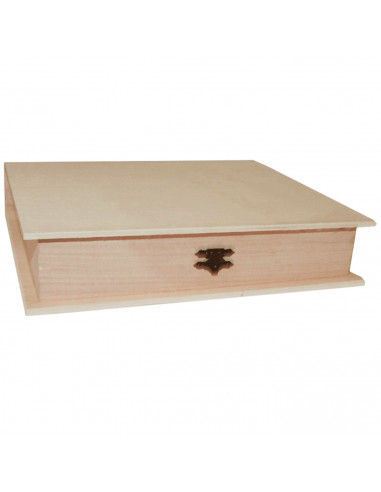 Caja para decoración con forma de libro de 4,6 x 24,7 x 18,6 cm, de madera sin tratar. Libro para almacenamiento con cierre de t
