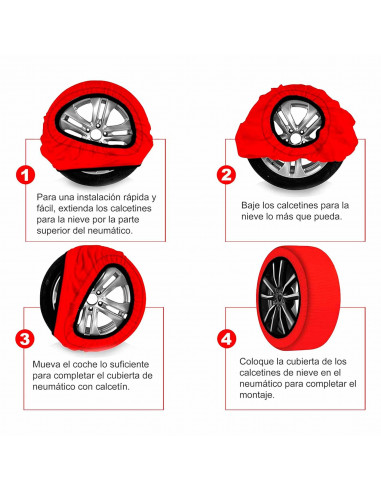 Tradineur - Cadenas de nieve para coche Textiles - Talla: M - Resistente y reutilizable - No daña llantas de ABS/ESP - Apto para