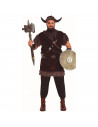 Tradineur - Disfraz de vikingo para adulto, 100% poliéster, incluye cinta con cuernos, manguitos, casaca y cinturones, atuendo d
