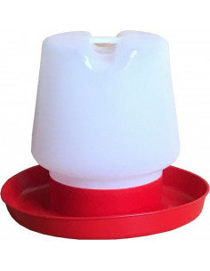Artema - Bebedero de plástico para aves con capacidad de 1 litro, de color blanco y rojo, de 16 cm de diámetro y 16 cm de altura