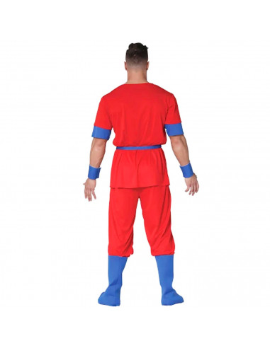 Tradineur - Disfraz de fighter para adulto, poliéster, guerrero oriental, artes marciales, atuendo de carnaval, Halloween, cospl