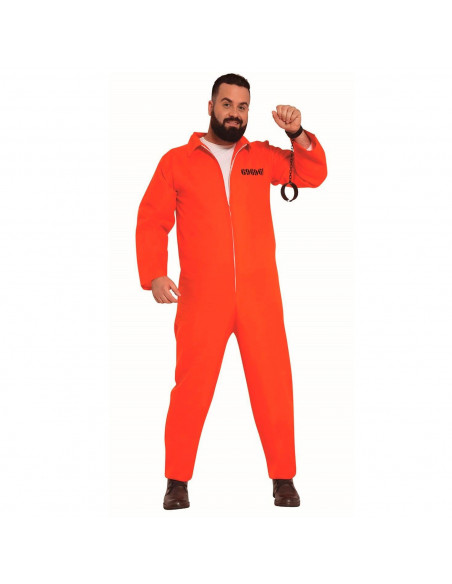 Tradineur - Disfraz de convicto para adulto, naranja, poliéster, incluye mono, preso, presidiario, cárcel, atuendo de carnaval, Tradineur - Disfraz de convicto para adulto, naranja, poliéster, incluye mono, preso, presidiario, cárcel, atuendo de carnaval,
