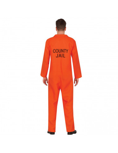 Tradineur - Disfraz de convicto para adulto, naranja, poliéster, incluye mono, preso, presidiario, cárcel, atuendo de carnaval,