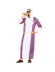 Tradineur - Disfraz de jeque árabe para adulto, poliéster, incluye tocado y túnica, atuendo de carnaval, Halloween, cosplay, mor