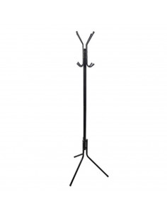 Perchero de pie metálico negro 8 ganchos 170 x 48 cm. Soporte para abrigos y sombreros, estilo minimalista, para recibidor u ofi