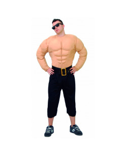 Tradineur - Disfraz de forzudo para adulto, poliéster, incluye camisa, torso musculoso, atuendo de carnaval, Halloween, cosplay