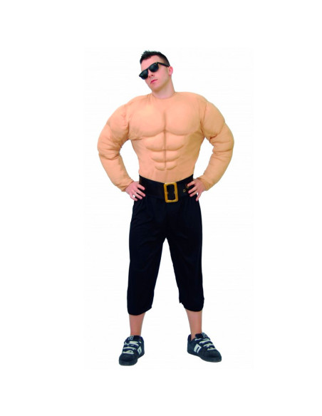 Tradineur - Disfraz de forzudo para adulto, poliéster, incluye camisa, torso musculoso, atuendo de carnaval, Halloween, cosplay Tradineur - Disfraz de forzudo para adulto, poliéster, incluye camisa, torso musculoso, atuendo de carnaval, Halloween, cosplay