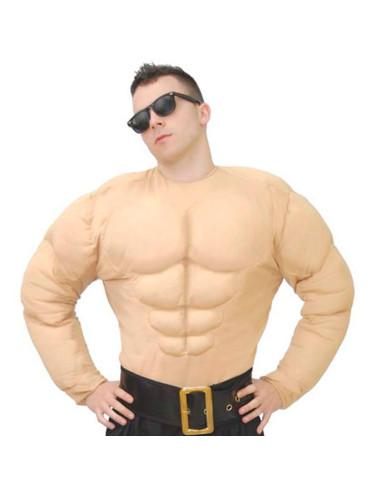 Tradineur - Disfraz de forzudo para adulto, poliéster, incluye camisa, torso musculoso, atuendo de carnaval, Halloween, cosplay