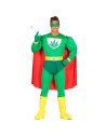 Tradineur - Disfraz de superhéroe marihuana para adulto, poliéster, incluye antifaz, capa, mono, guantes y cinturón, atuendo de