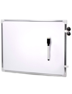 Tradineur - Pizarra Magnética de doble cara con bolígrafo y 2 imanes - Marco de Aluminio - Fácil de borrar y colocar - Ideal par
